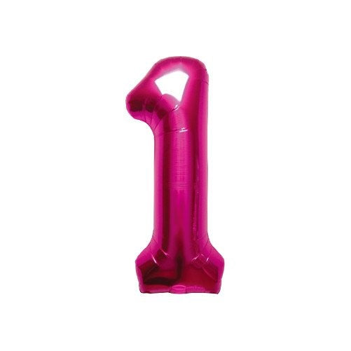 Northstar Foil Balloon 00443 Number 1-Magenta, 16", Pink