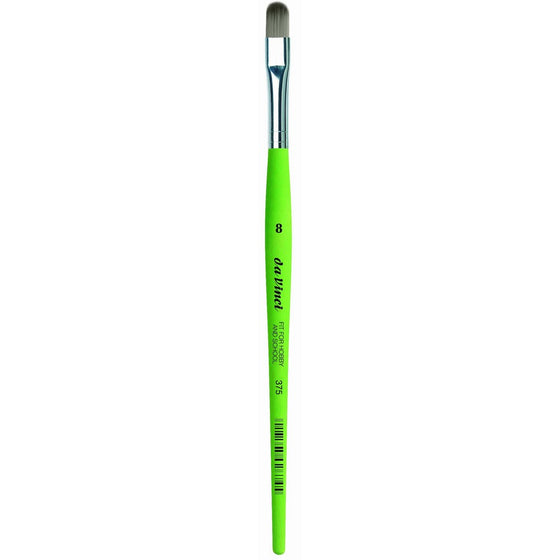 da Vinci Student Series 375 Fit for School and Hobby Paint Brush, Filbert Elastic Synthetic with Green Matte Handle, Size 8