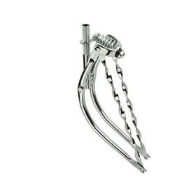 26" Bent Spring Fork 1" W/Twisted Bars Chrome. Bike fork, bicycle fork, lowrider bike fork lowrider bicycle fork, beach cruiser fork, stretch cruiser for, limo