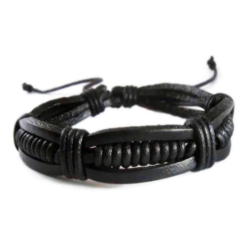 Black Retro Zen Bracelet / Leather Bracelet / Leather Wristband / Surf Bracelet / Tribal Bracelet / Hemp Bracelet Adjustable Size, for Men, Women, Boys and Girls, Teen (RTB008)