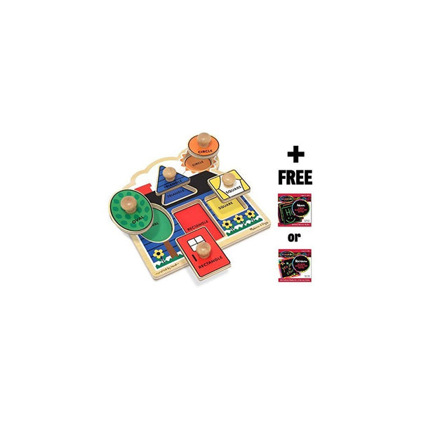 First Shapes 'Jumbo Knob' Puzzle FREE Melissa & Doug Scratch Art Mini-Pad Bundle [20534]