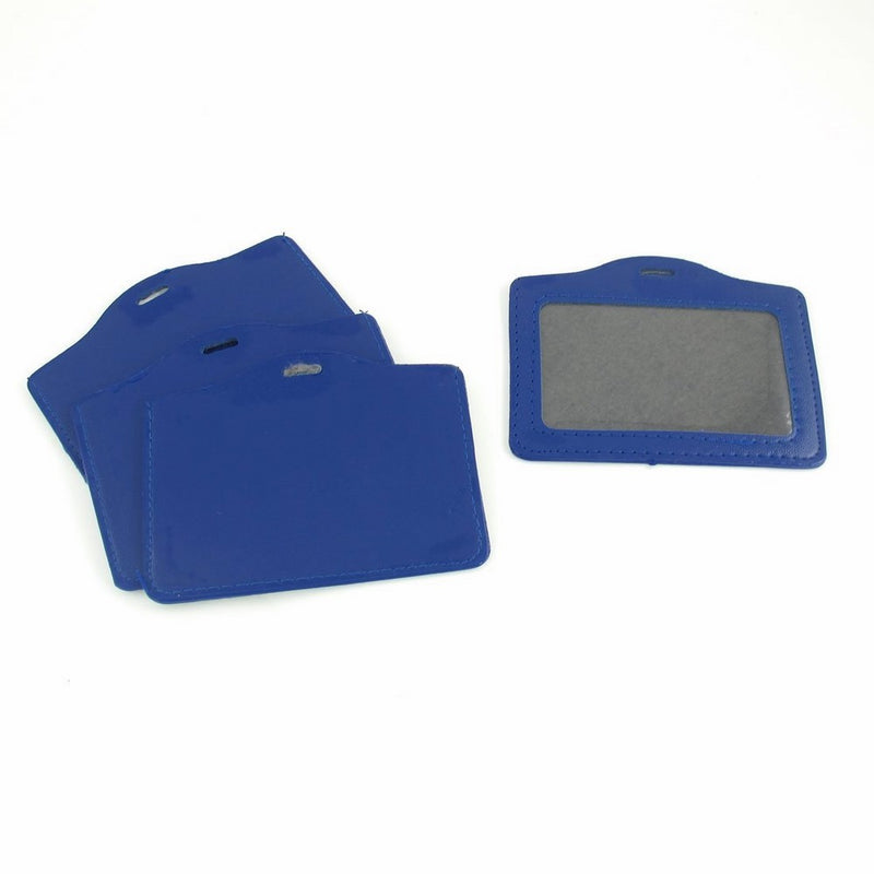 Horizontal ID Badge Card Holders for Company Club, 4Pcs, Blue Clear