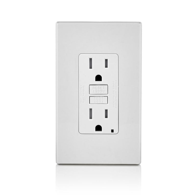 Leviton GFTR1-W SmarTest Self-Test SmartlockPro Slim GFCI Tamper-Resistant Receptacle with LED Indicator, 15-Amp, White