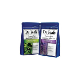 Dr. Teal's Epsom Salt Soaking Solution Bundle - 2 Relax & Relief Eucalyptus Spearmint 3lbs and 2 Sooth & Sleep Lavender 3lbs