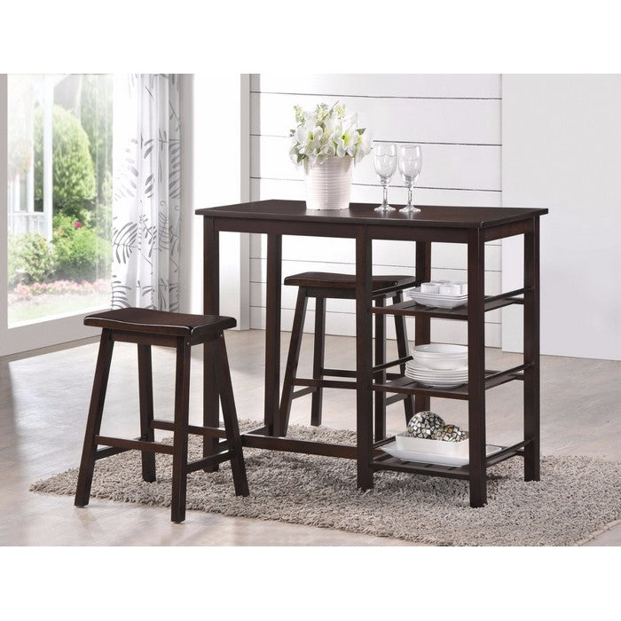 Spacious Counter Height Set, Walnut Brown, 3 Piece Pack