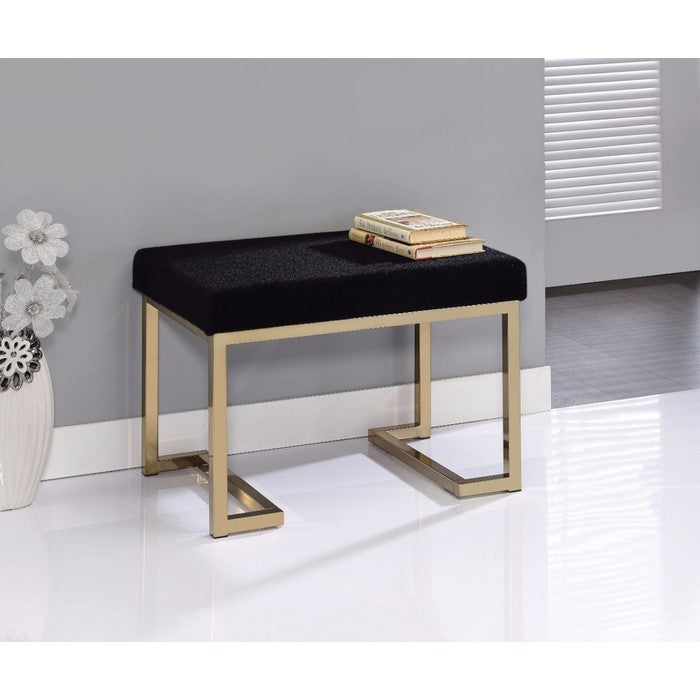 Astonishing Ottoman, Black Fabric & Gold