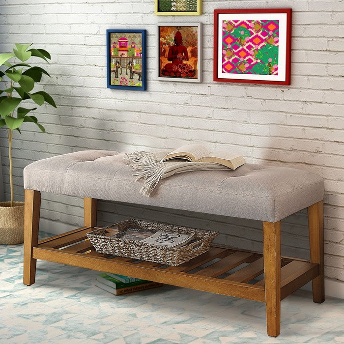 Wooden Bench, Light Gray & Oak
