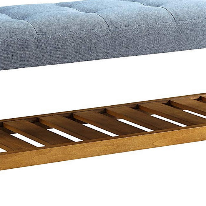 Wooden Bench, Blue & Oak