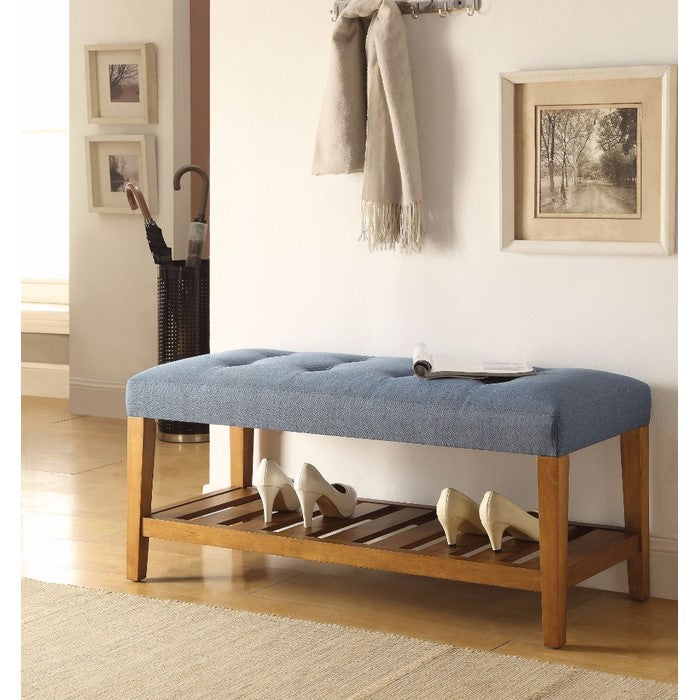 Wooden Bench, Blue & Oak
