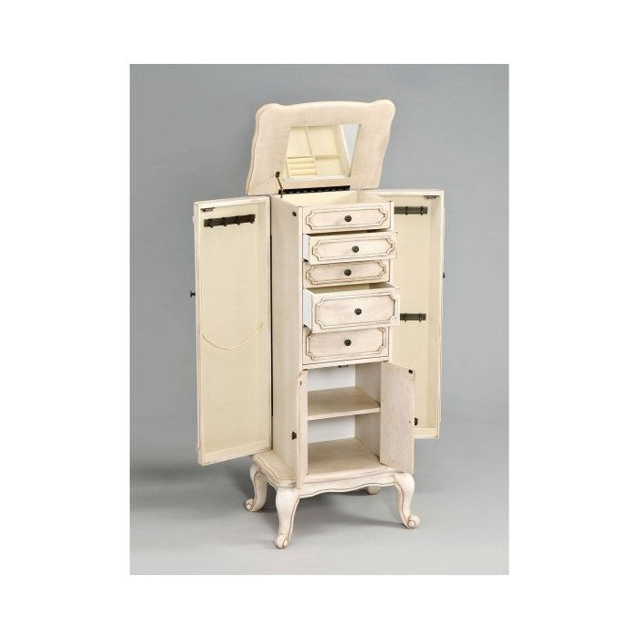 Vintage Jewelry Armoire, Antiqued White