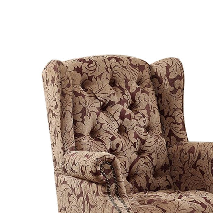 Classic Accent Chair With Ottoman, Light Brown