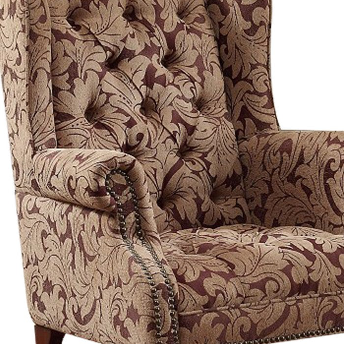 Classic Accent Chair With Ottoman, Light Brown
