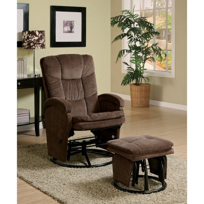 Extra Relaxing Glider Chair With Ottoman, Chocolate