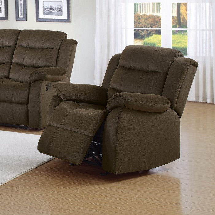 Debonairly Trimmed Glider Recliner Chair, Chocolate Brown