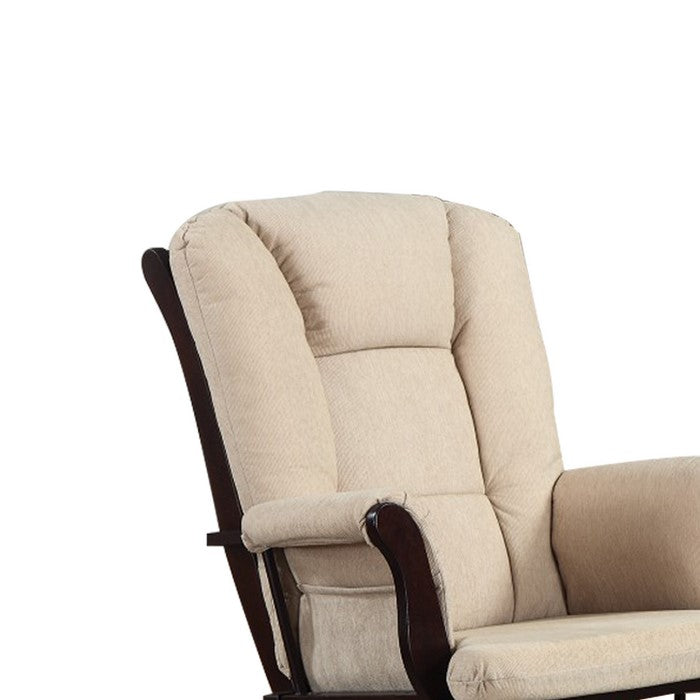 Functionally Appealing Glider Chair With Ottoman, Beige