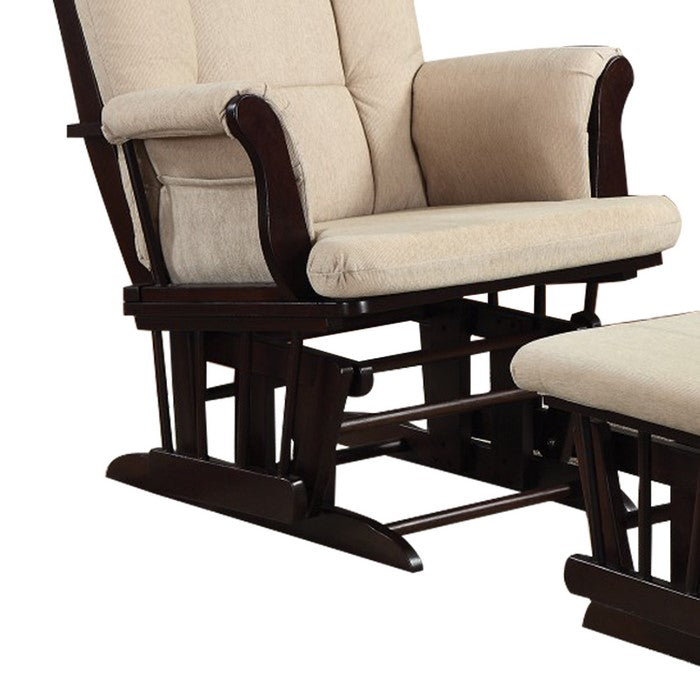 Functionally Appealing Glider Chair With Ottoman, Beige