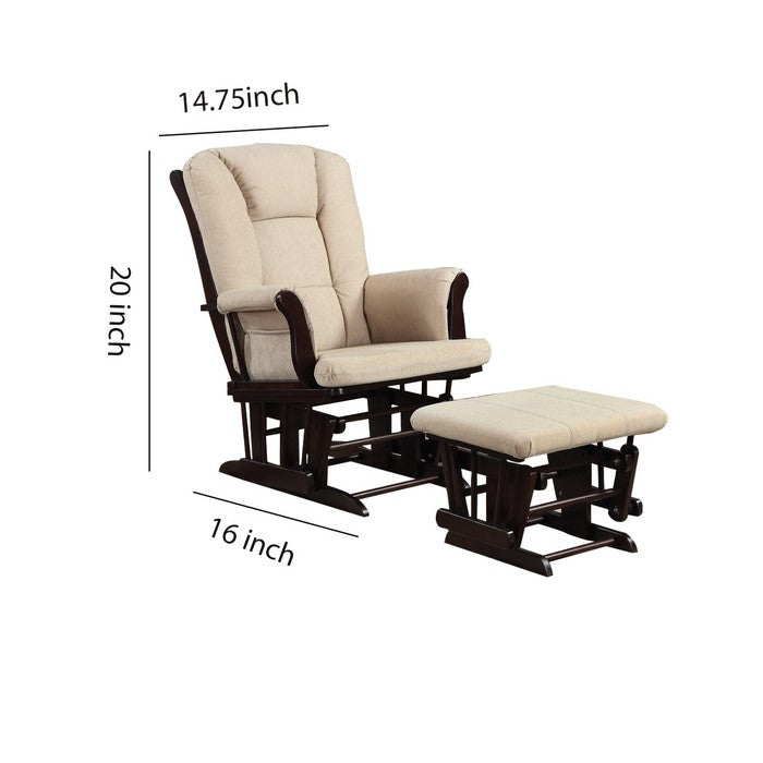 Functionally Appealing Glider Chair With Ottoman, Beige