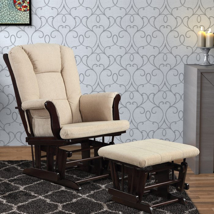 Functionally Appealing Glider Chair With Ottoman, Beige