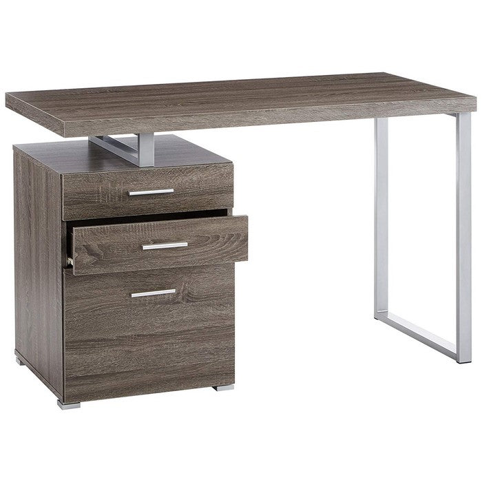 Modish Office Desk with File Drawer, Gray