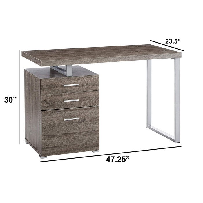 Modish Office Desk with File Drawer, Gray