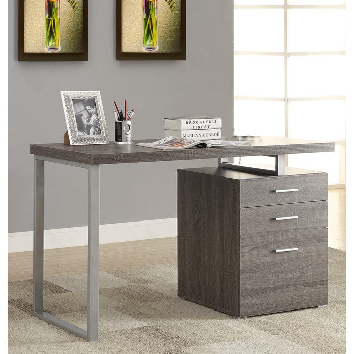 Modish Office Desk with File Drawer, Gray