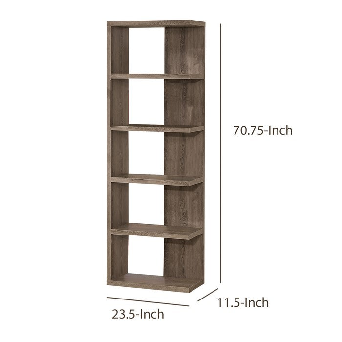 Spacious Semi-Backless Wooden Bookcase, Gray