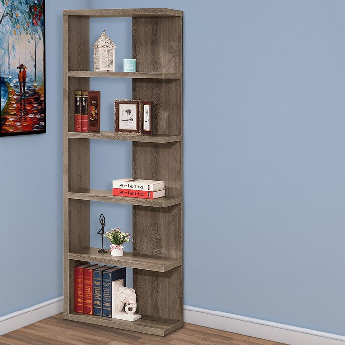 Spacious Semi-Backless Wooden Bookcase, Gray