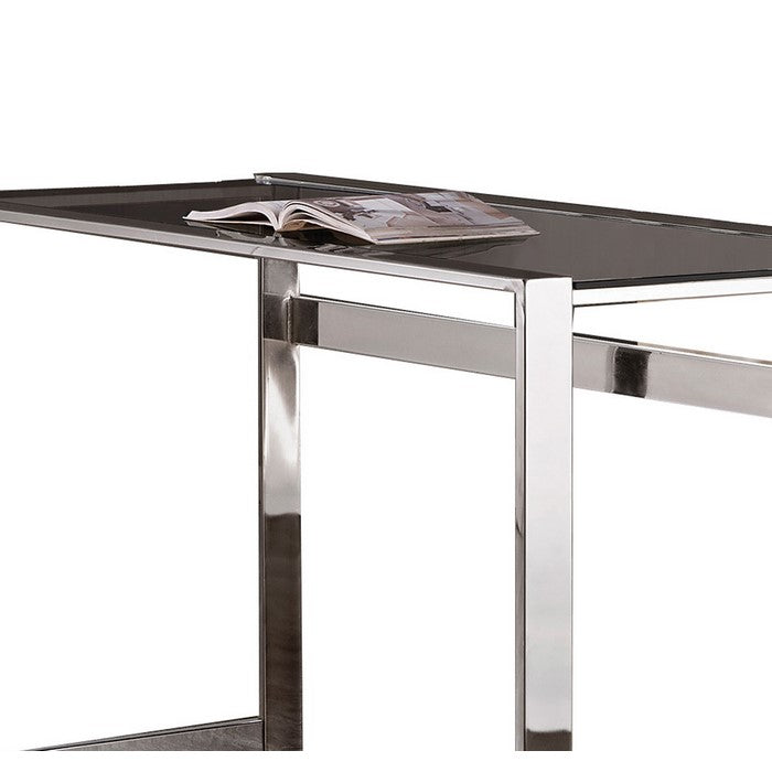 Elegantly Charmed Metal Writing Desk, Silver