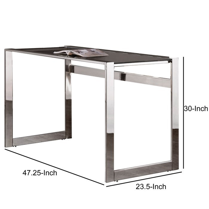 Elegantly Charmed Metal Writing Desk, Silver