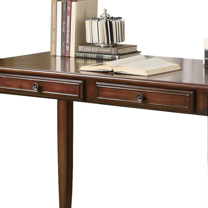 Transitional 2 Piece Wooden Desk Set, Brown