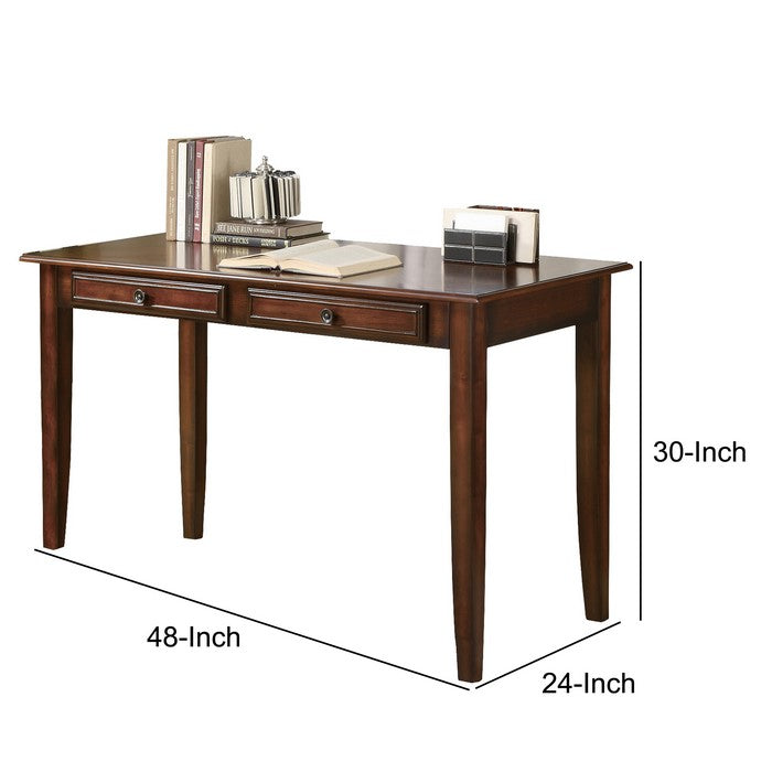 Transitional 2 Piece Wooden Desk Set, Brown