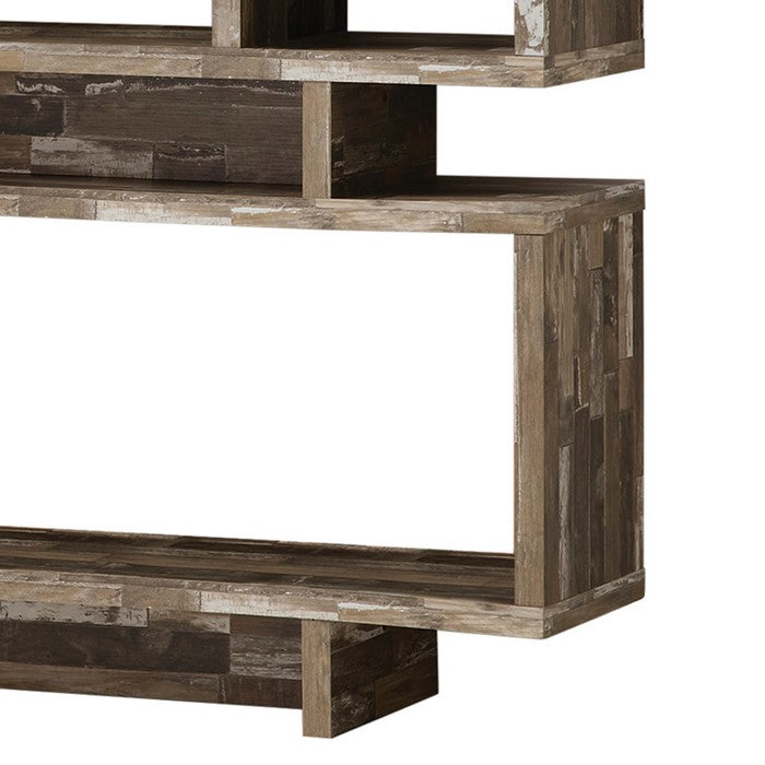 Rustically Charmed Wooden Open Bookcase, Brown