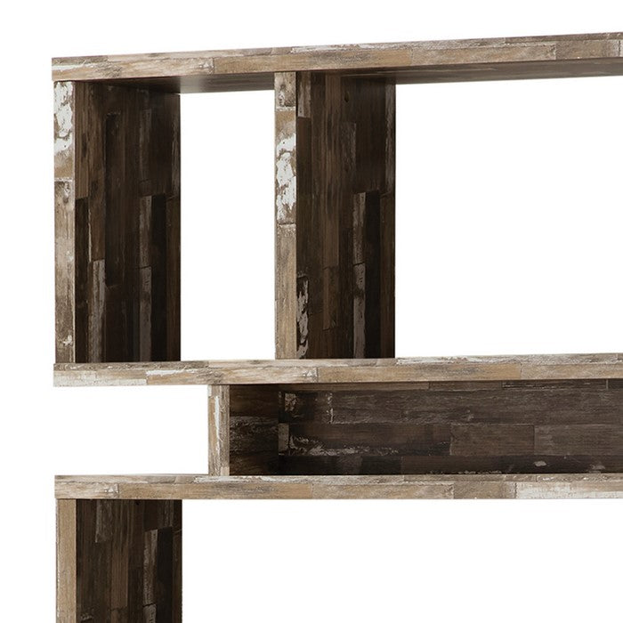 Rustically Charmed Wooden Open Bookcase, Brown