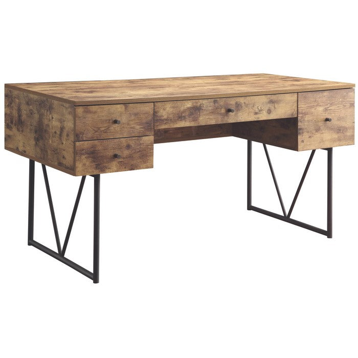 Voguish Style Writing Desk With 4 Drawers, Brown
