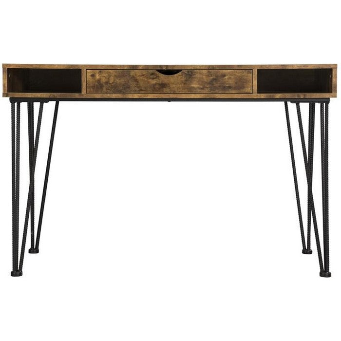 Mid Century Modern Wooden Writing Desk and 1 Drawer, Brown