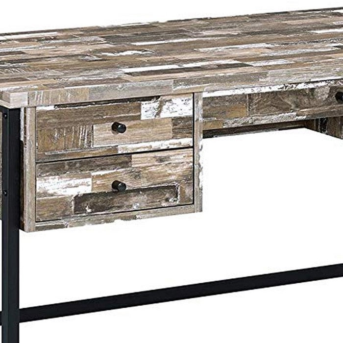 Rustic Style Wooden Writing Desk with Drawers