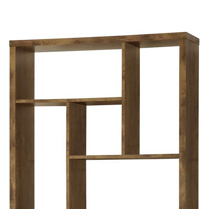 Metal and Wood Modern Style Bookcase with Multiple Shelves, Brown