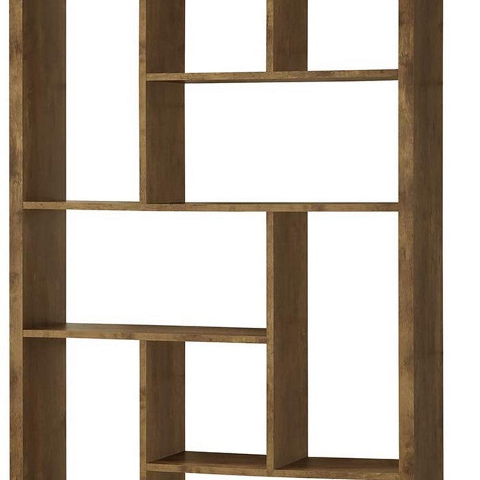 Metal and Wood Modern Style Bookcase with Multiple Shelves, Brown