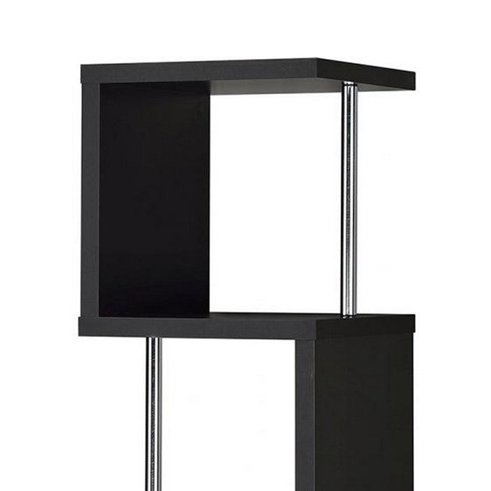 Well-made Four Tier Wood And Metal  Bookcase, Black