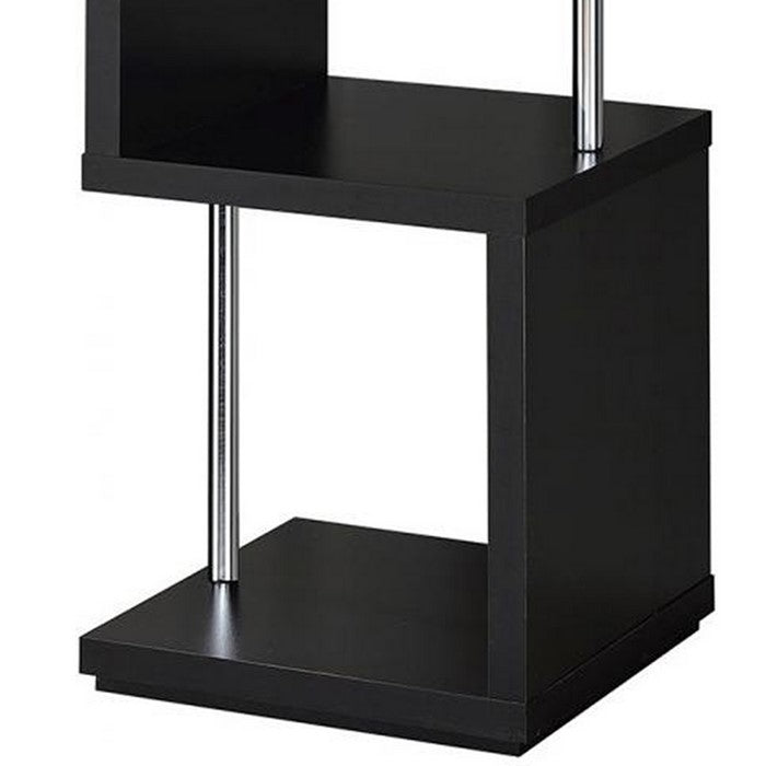 Well-made Four Tier Wood And Metal  Bookcase, Black
