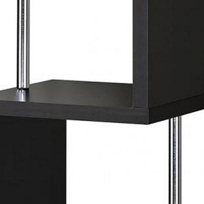 Well-made Four Tier Wood And Metal  Bookcase, Black