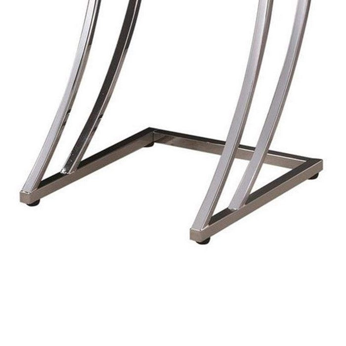 Contemporary Metal Accent Table With Glass Top, Clear And Silver