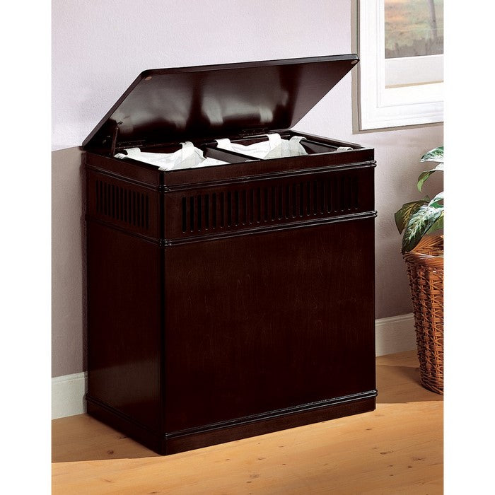 Brown Wood Laundry Hamper with Removable Canvas Liner Bags