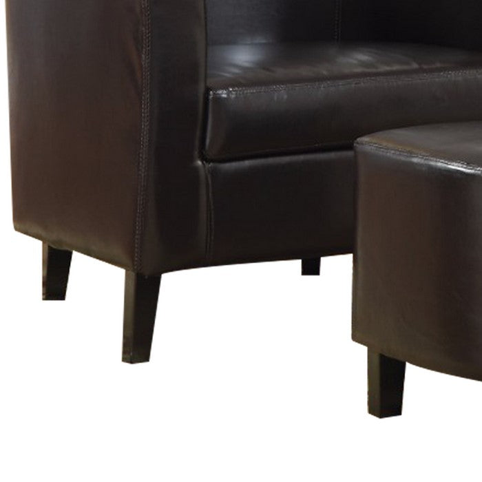 Well-Finished Accent Chair With Ottoman, Dark Brown