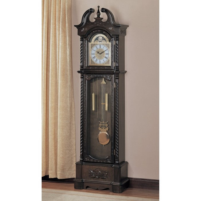 Aesthetically Charmed Wooden Grandfather Clock, Brown