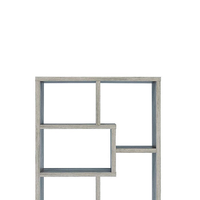 Modish Wooden Bookcase With Multiple Shelves, Gray