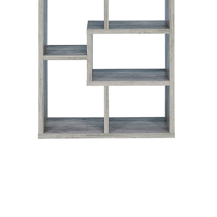 Modish Wooden Bookcase With Multiple Shelves, Gray