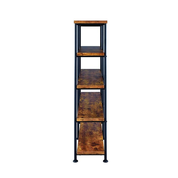 Industrial Style Wood and Metal Open Bookcase, Brown
