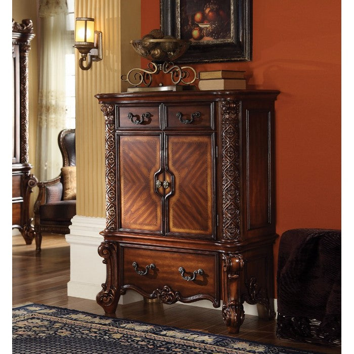 3 Drawer Traditional Wooden Chest with Scroll Legs, Brown