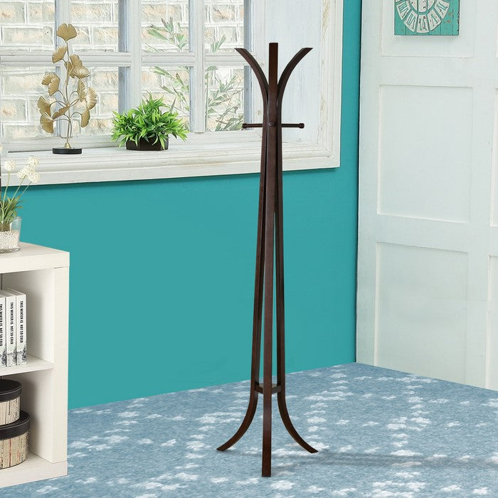Contemporary Wooden Coat Rack, Brown